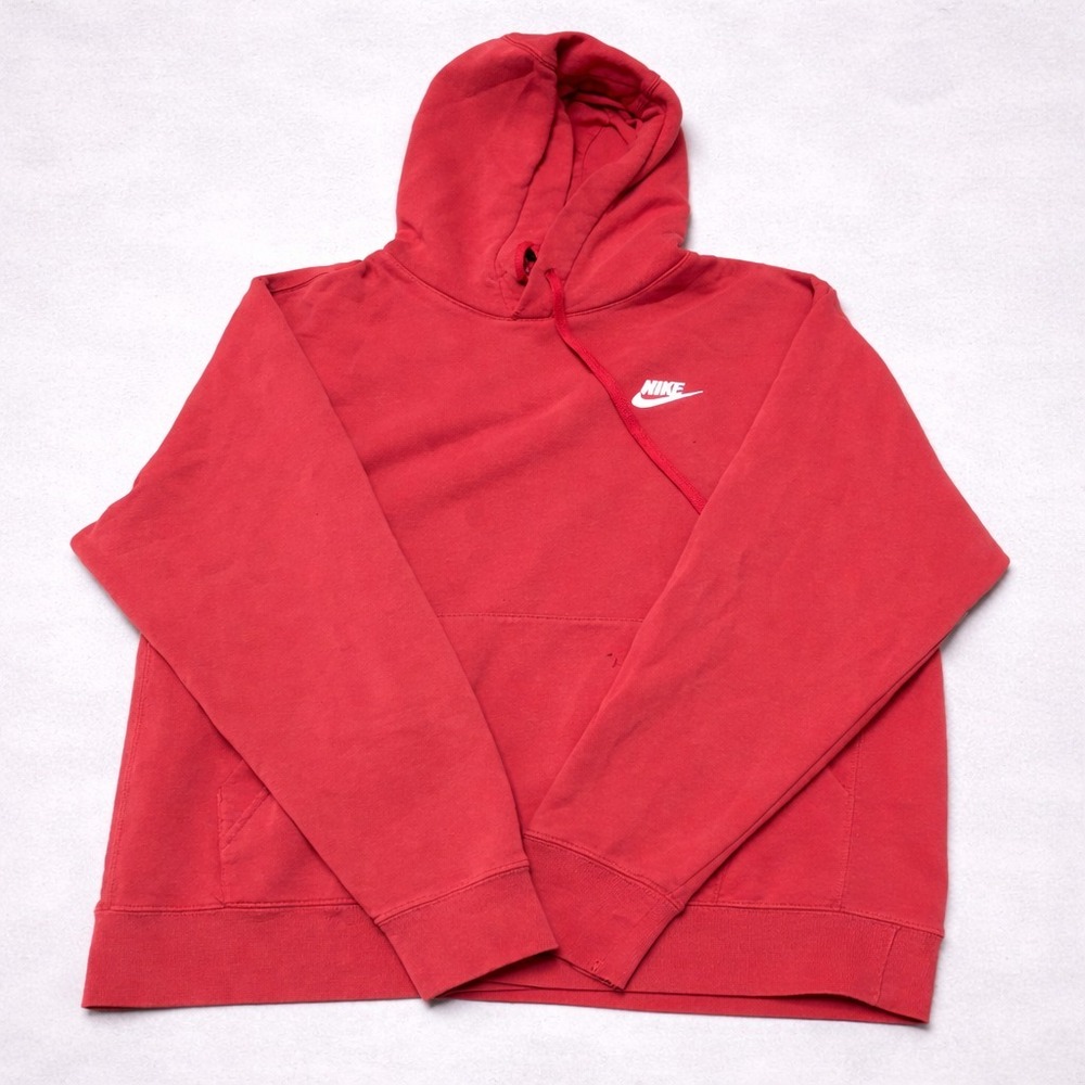 Nike Hoodie Mens Medium Red Pullover Sweatshirt Swoosh